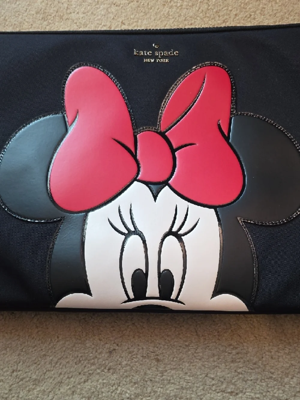 Kate Spade Disney Black Laptop Sleeve Red Bow Minnie Mouse 15 inch computer New